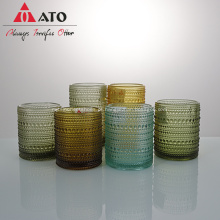Copos de água de 12 onças de cor de 12 onças com vidro de uísque com padrão de ponto em relevo para qualquer uso de bebidas no casamento em casa